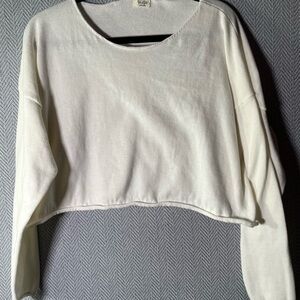Brandy Melville Cream Long Sleeve Crop Top